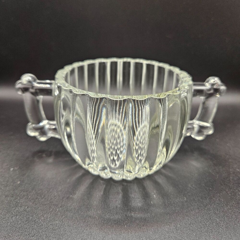 Vintage 1940 Jeannette Depression Glass "National" Pattern Sugar Bowl